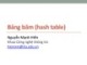 Bài giảng Cấu trúc dữ liệu và giải thuật: Bảng băm  - Nguyễn Mạnh Hiển